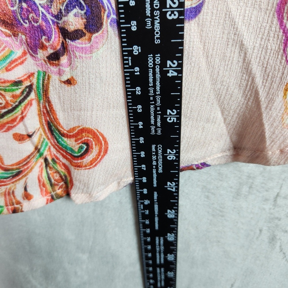 Democracy Button Down Blouse Womens Plus 1X Pink Floral Boho Peasant Cottagecore - Picture 10 of 10